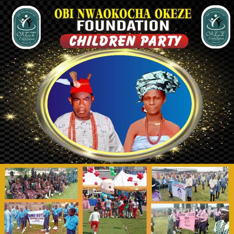 Obi Nwaokocha Okeze Foundation will be hosting Xmas Party for Children in Ibusa Community, Environs