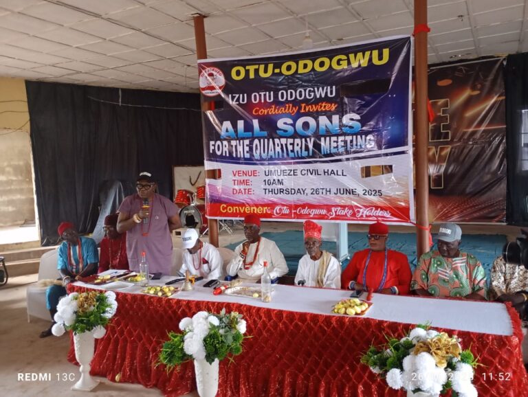 COMMUNIQUE – OTU ODOGWU GENERAL MEETING HELD ON THURSDAY, 26TH JUNE, 2025 AT UMUEZE HALL IBUSA