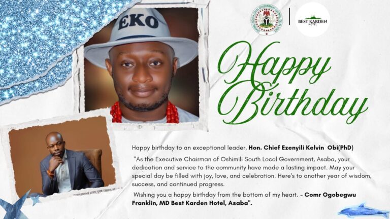 MD, Best Karden Hotel congratulates Dr. Ezenyili on his birthday