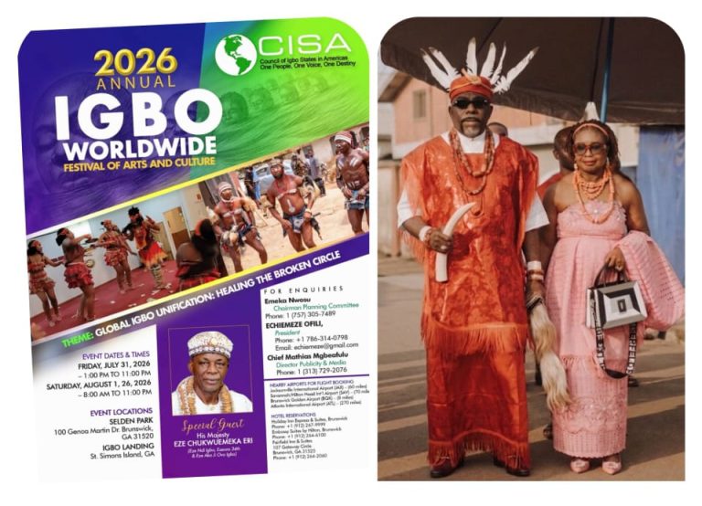 OBI (DR) HENRY AJUDUA,WIFE NAMED ROYAL GUEST OF HONOUR AT INTERNATIONAL IGBO CULTURAL FESTIVAL IN UNITED STATES